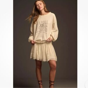 Anthropologie Pilcro Cream Sweatshirt Mini Dress